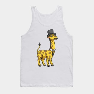 Giraffe as Gentleman with Hat, Tie and Mustache Tank Top